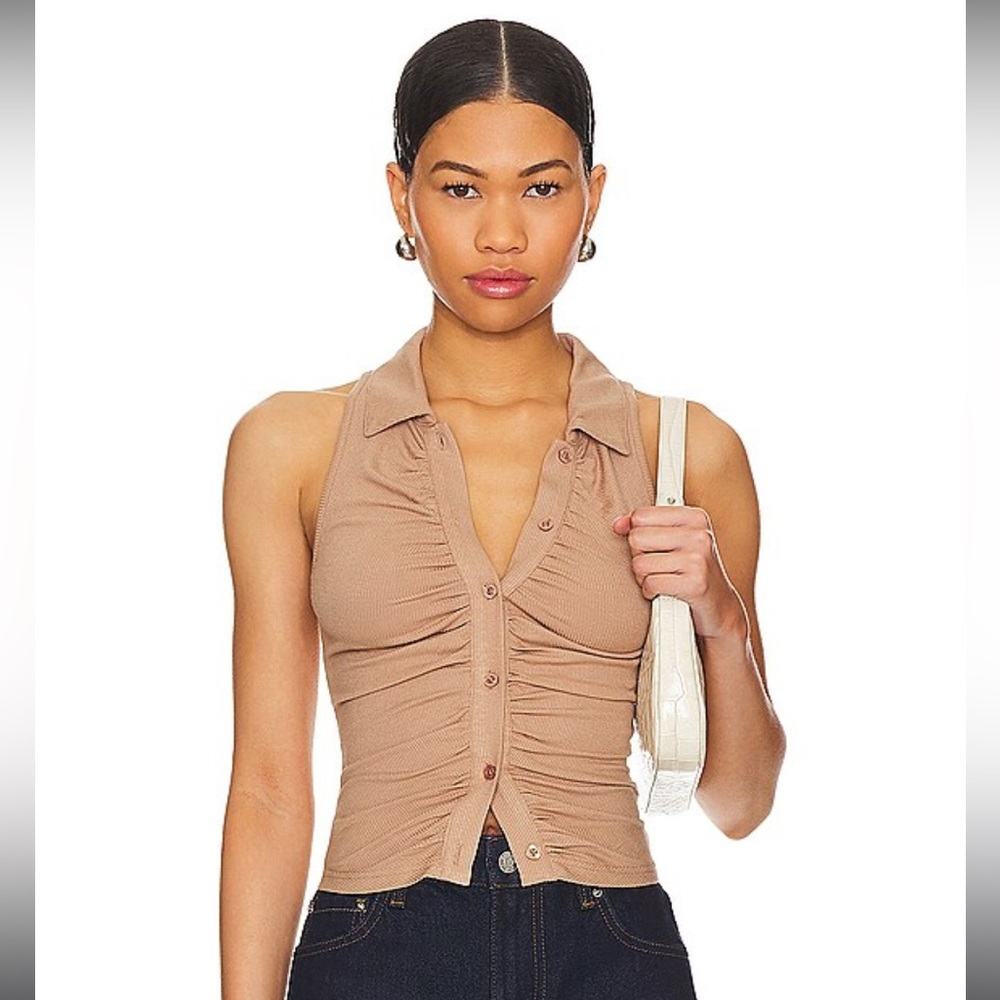 Superdown Rina Ruched Top in taupe size medium. NWT, never worn.
